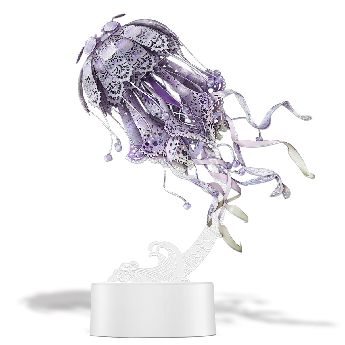 Piececool 3D Puzzles for Adults, Jellyfish Night Light with USB Plug, Ocean Animals 3D Metal Model Building Kits, Hobbies DIY Assembling Arts and Crafts