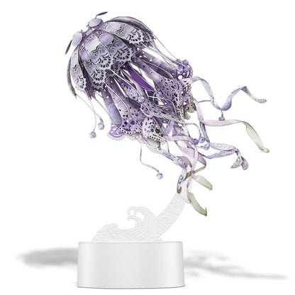 Piececool 3D Puzzles for Adults, Jellyfish Night Light with USB Plug, Ocean Animals 3D Metal Model Building Kits, Hobbies DIY Assembling Arts and Crafts