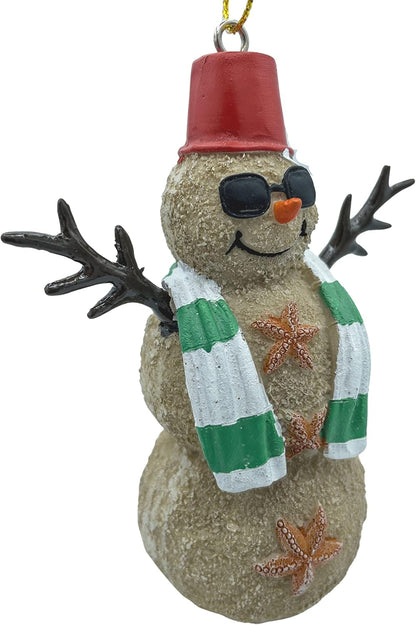 Beach Christmas Sand Snowman Ornament Nautical Tree Decor
