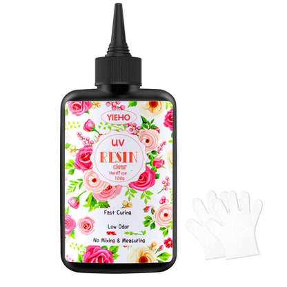 YIEHO 300g UV Resin Glue Crystal Clear, Hard UV Epoxy Resin for Crafting