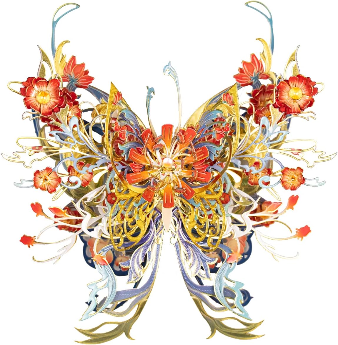 MU 3D Metal Puzzle Model Kits for Adult Flower and Butterfly D-Sunset, Assembled Metal Insects Puzzles for Beginner to Build, Birthday Xmas Gifts Brain Teaser DIY Set Home Decor
