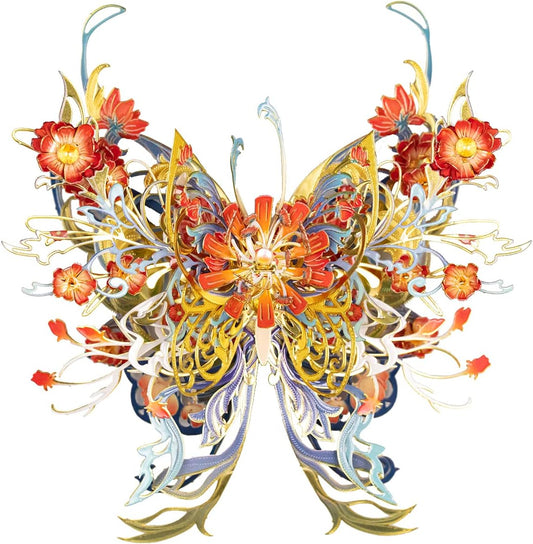 MU 3D Metal Puzzle Model Kits for Adult Flower and Butterfly D-Sunset, Assembled Metal Insects Puzzles for Beginner to Build, Birthday Xmas Gifts Brain Teaser DIY Set Home Decor