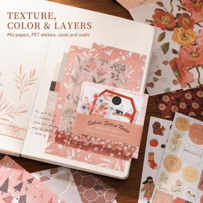 Diuhofart Aesthetic Scrapbooking Kit with A6 Notebook, Papers & Stickers