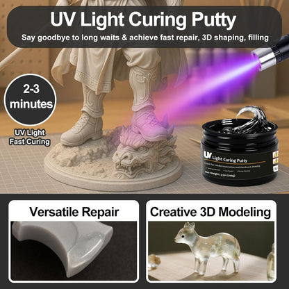 1DFAUL 100g UV Light Curing Putty, Solid Resin, Multi Purpose Adhesive