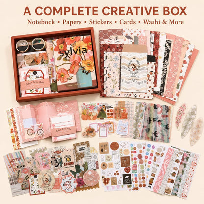 Diuhofart Aesthetic Scrapbooking Kit with A6 Notebook, Papers & Stickers