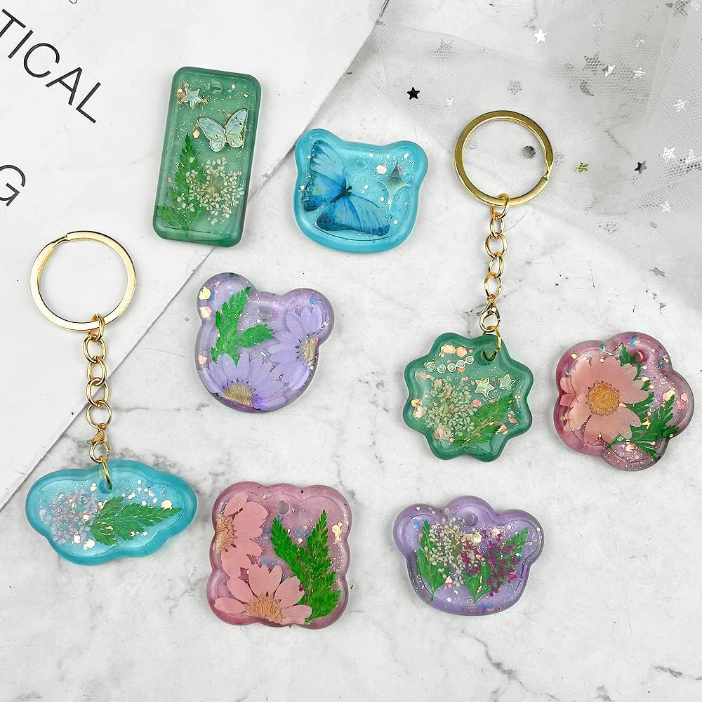 RESINWORLD Variety Geometric Pendant Silicone Molds with Hanging Hole, Jewelry UV Resin Mold, Necklace Keychain Molds for Epoxy Resin