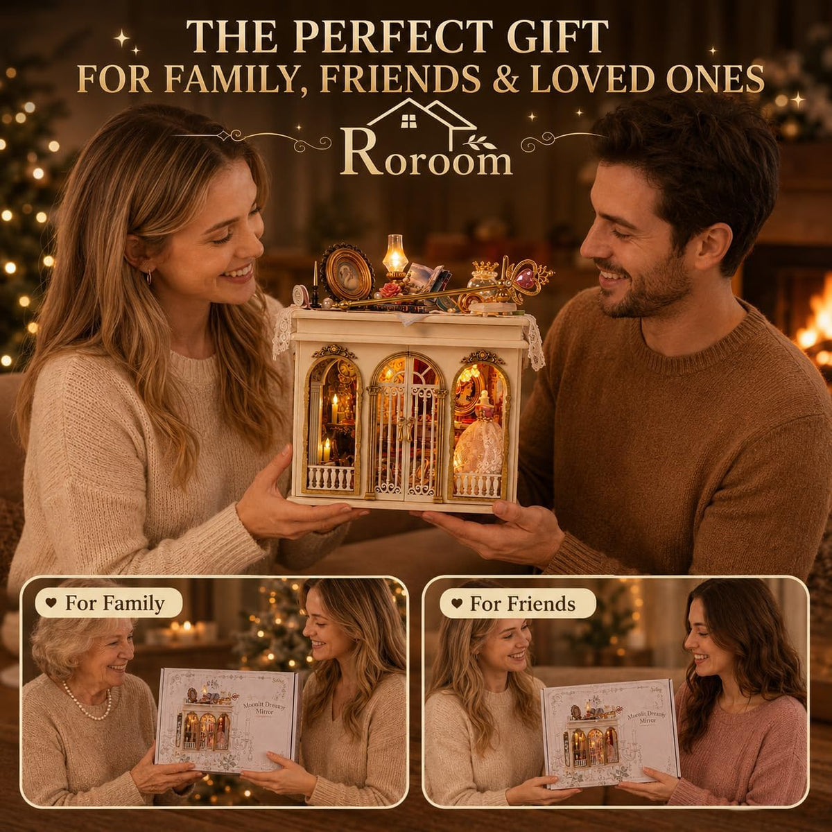 Roroom DIY Miniature House Kit, Dreamy Vanity Room Dollhouse Kit