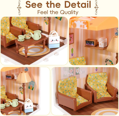 DIY Miniature House Play Kit for Beginners, Playhouse Toys for Boys and Girls, Home Scene Toys, Suitable for Children Aged 345678, immersive Experience of Life Scenes (Sunny Hugs Living Room)