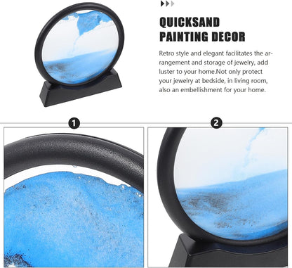 WOONEKY Glass 3D Moving Sand Art Ornament for Desk Decoration