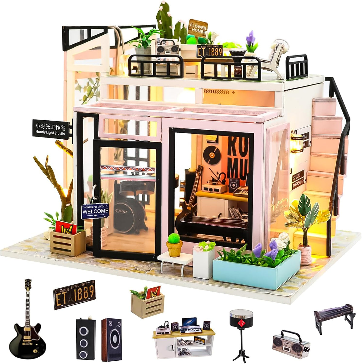 Spilay DIY Miniature House Kit for Adults, Miniature Dollhouse Kit