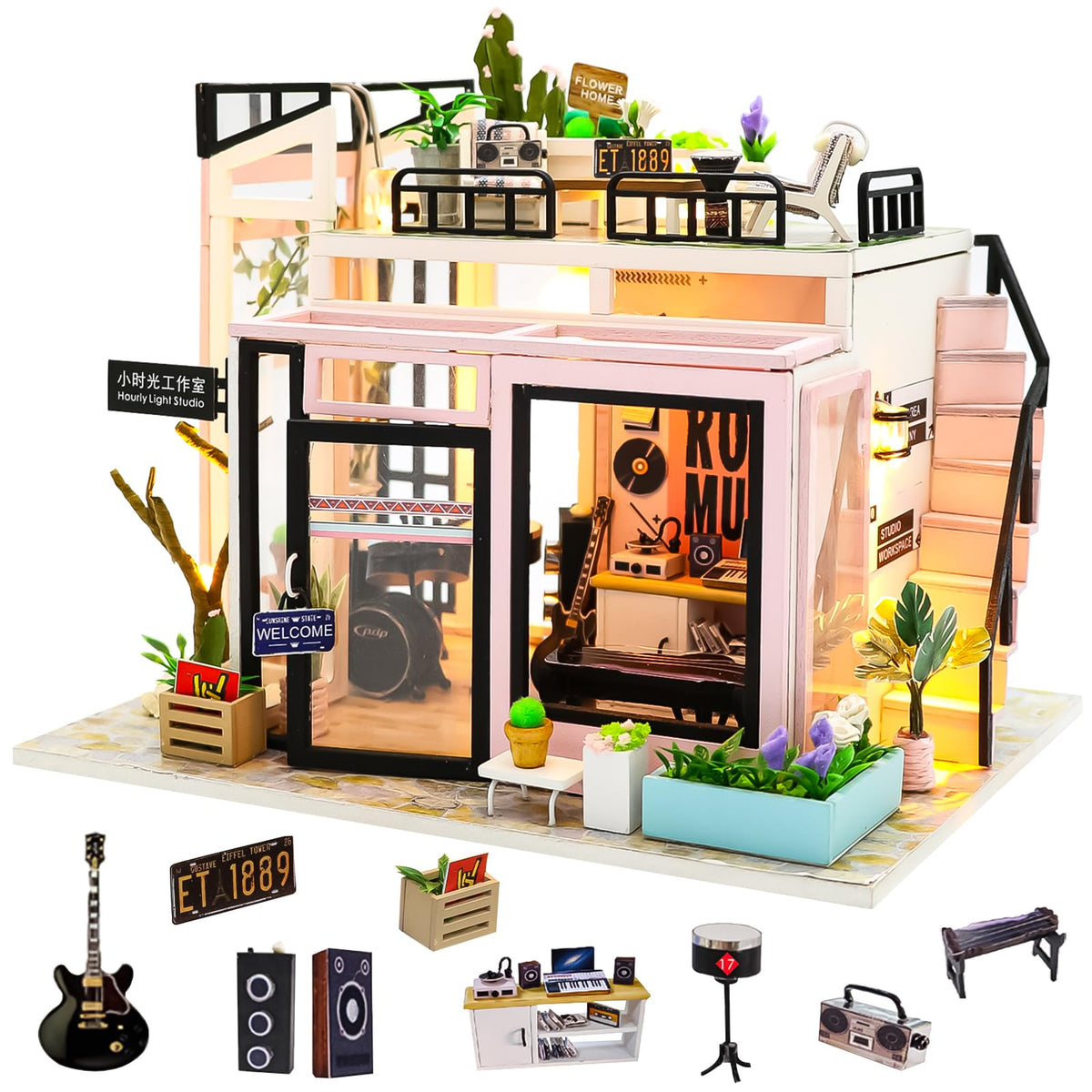 Spilay DIY Miniature House Kit for Adults, Miniature Dollhouse Kit