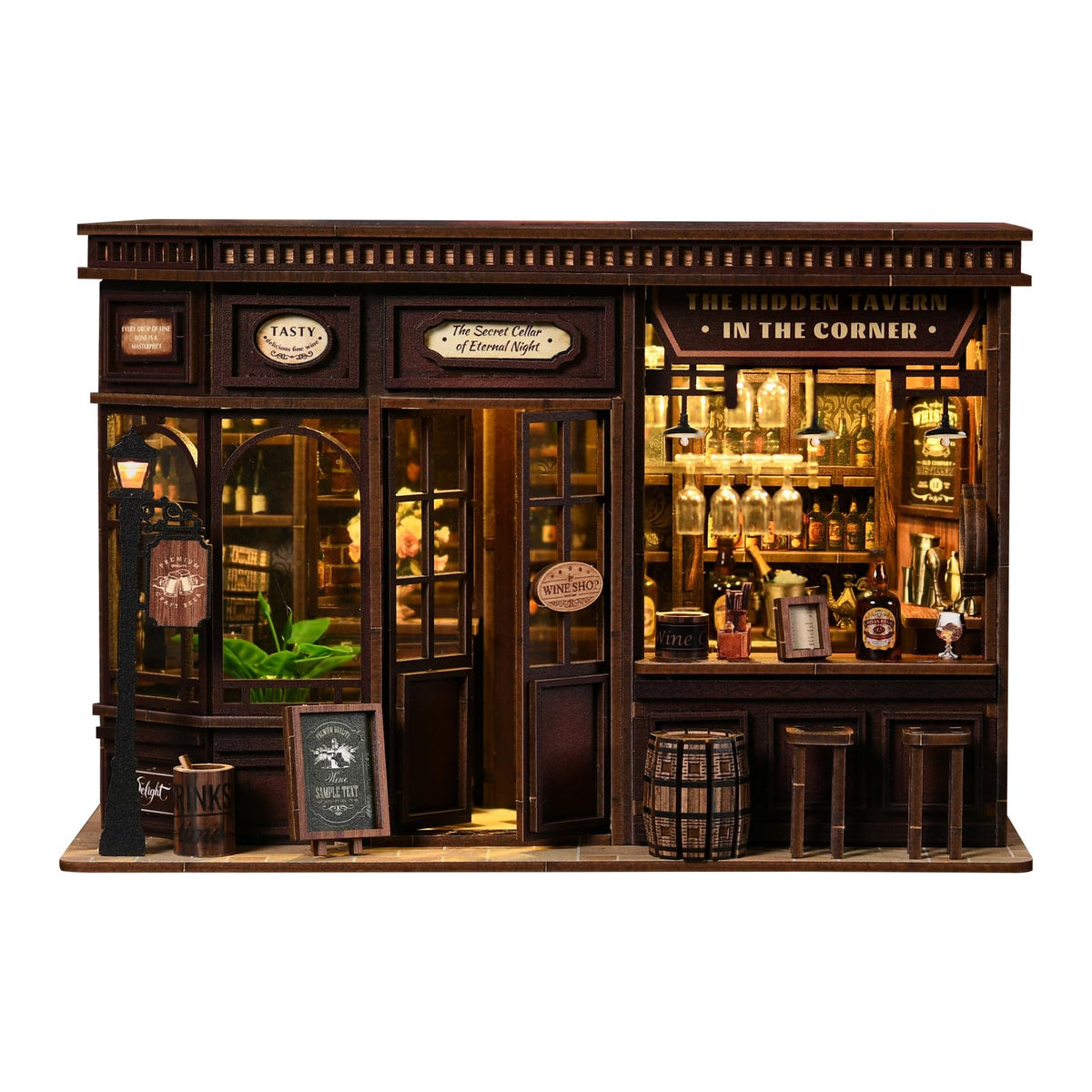 DIY Miniature Dollhouse Kit, 3D Wooden Puzzle Coffee Shop Model, Creative Mini Cafe Building Set with Furniture, Arts and Crafts Gift for Adults & Teens (Country Cafe)