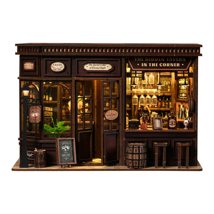DIY Miniature Dollhouse Kit, 3D Wooden Puzzle Coffee Shop Model, Creative Mini Cafe Building Set with Furniture, Arts and Crafts Gift for Adults & Teens (Country Cafe)