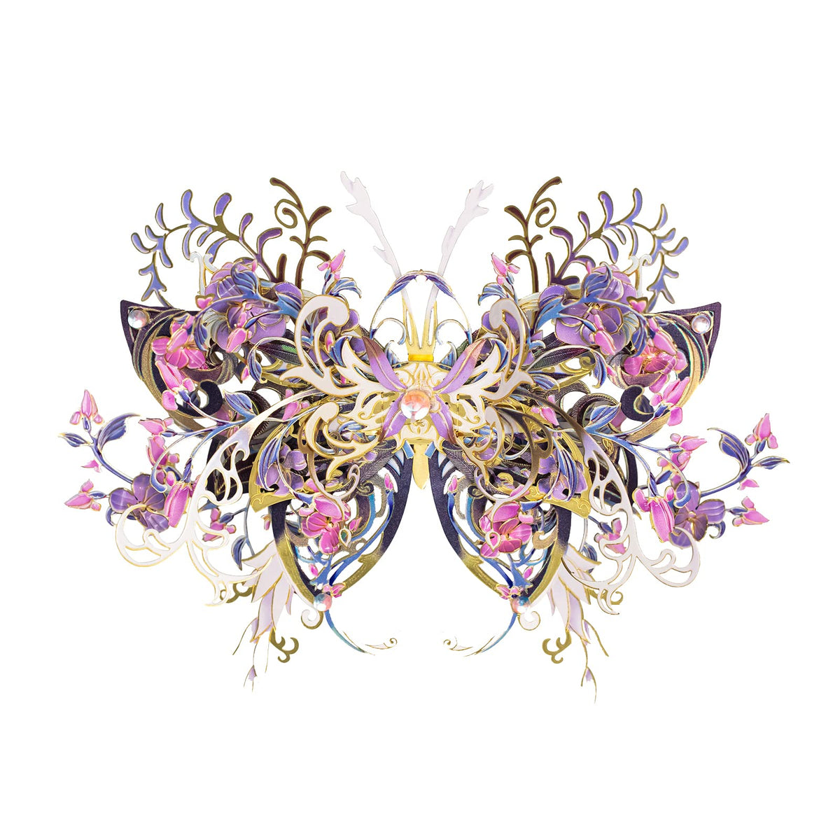 MU 3D Metal Puzzle Model Kits for Adult Flower and Butterfly D-Sunset, Assembled Metal Insects Puzzles for Beginner to Build, Birthday Xmas Gifts Brain Teaser DIY Set Home Decor