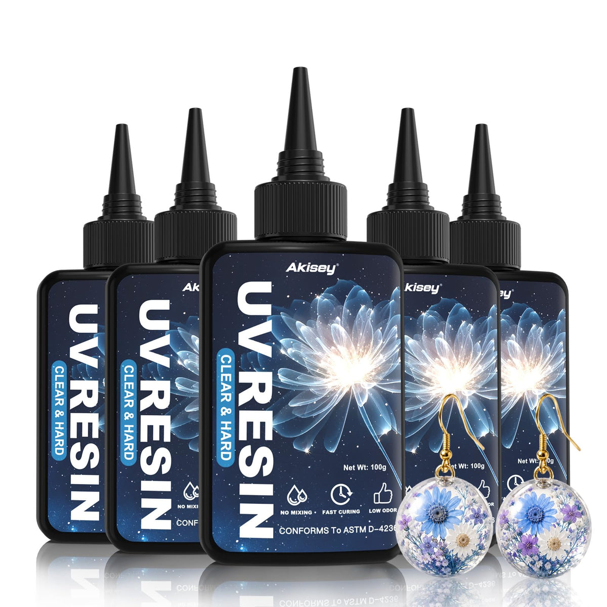 Akisey UV Resin, 200g Crystal Clear UV Epoxy Resin for Jewelry & DIY Craft