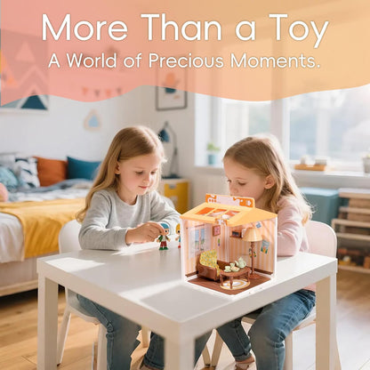 DIY Miniature House Play Kit for Beginners, Playhouse Toys for Boys and Girls, Home Scene Toys, Suitable for Children Aged 345678, immersive Experience of Life Scenes (Sunny Hugs Living Room)