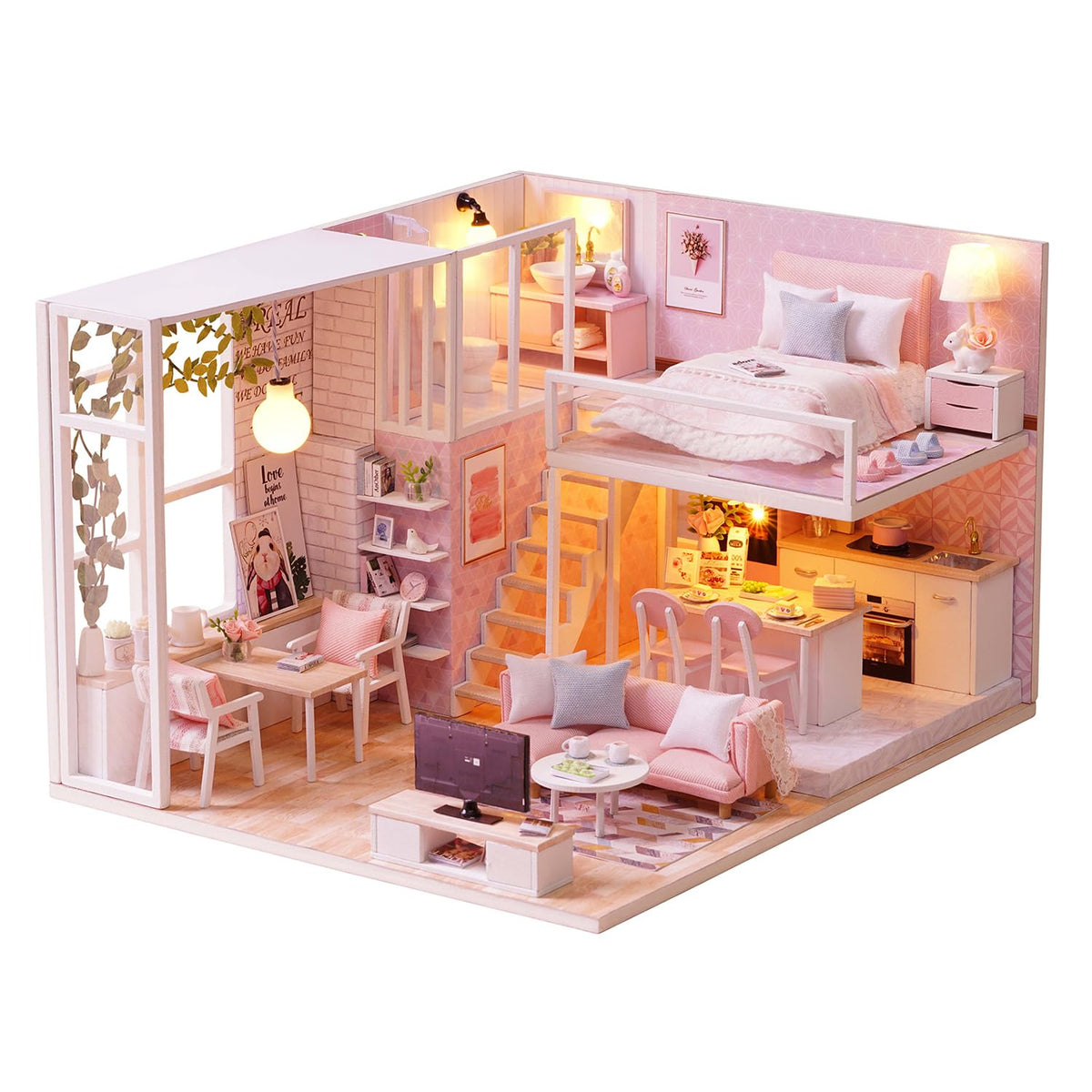 DIY Miniature Dollhouse Kit with Furniture Plus Dust Proof & Music Movement