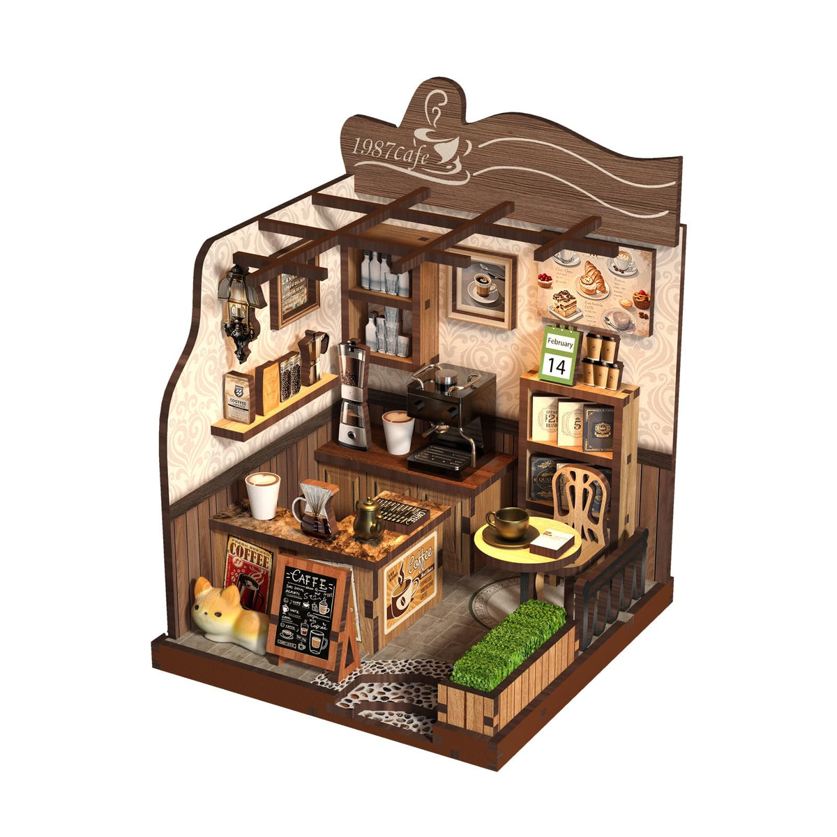 DIY Miniature Dollhouse Kit, 3D Wooden Puzzle Coffee Shop Model, Creative Mini Cafe Building Set with Furniture, Arts and Crafts Gift for Adults & Teens (Country Cafe)