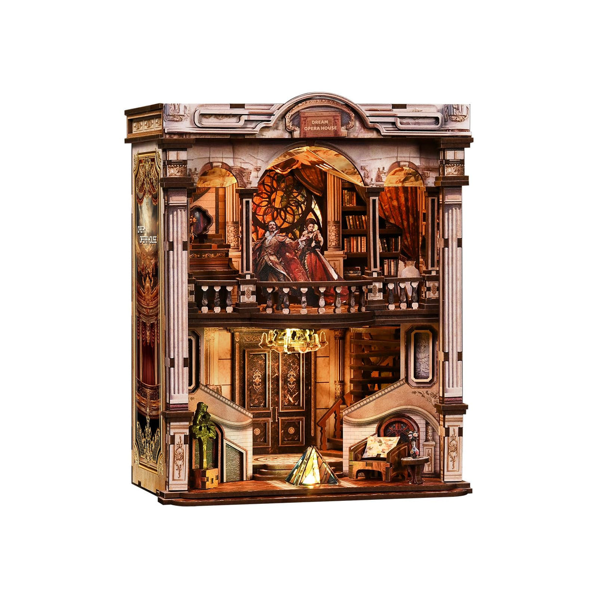 Bacchus Book Loft, DIY Book Nook Kit with LED Light Miniature House Insert