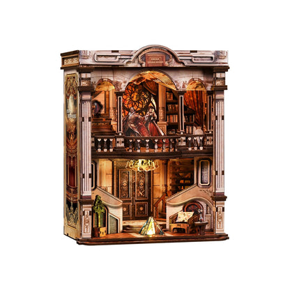 Bacchus Book Loft, DIY Book Nook Kit with LED Light Miniature House Insert
