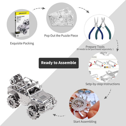 Piececool 3D Metal Puzzle for Adult SUV Car Model Kits, Vehicle Car Models Building Kit, Brain Teaser 3D Puzzle DIY Craft Kits, Birthday, 157 Pcs