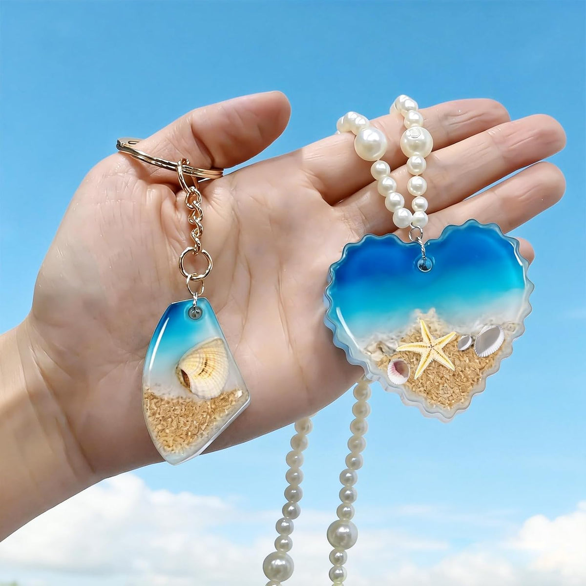 Resin Pendant Molds with Hole, Set of 4 Keychain Casting Molds