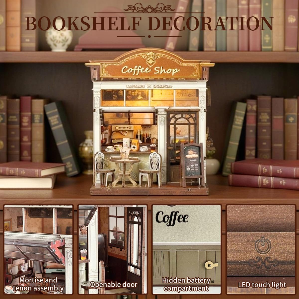 Book Nook Kit, DIY Miniature House Dollhouse Kit for Adults and Teens