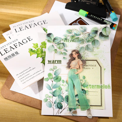 120 Pcs Botanical Leaf Stickers for Scrapbooking and Journaling