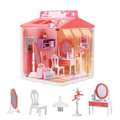 DIY Miniature House Play Kit for Beginners, Playhouse Toys for Boys and Girls, Home Scene Toys, Suitable for Children Aged 345678, immersive Experience of Life Scenes (Sunny Hugs Living Room)