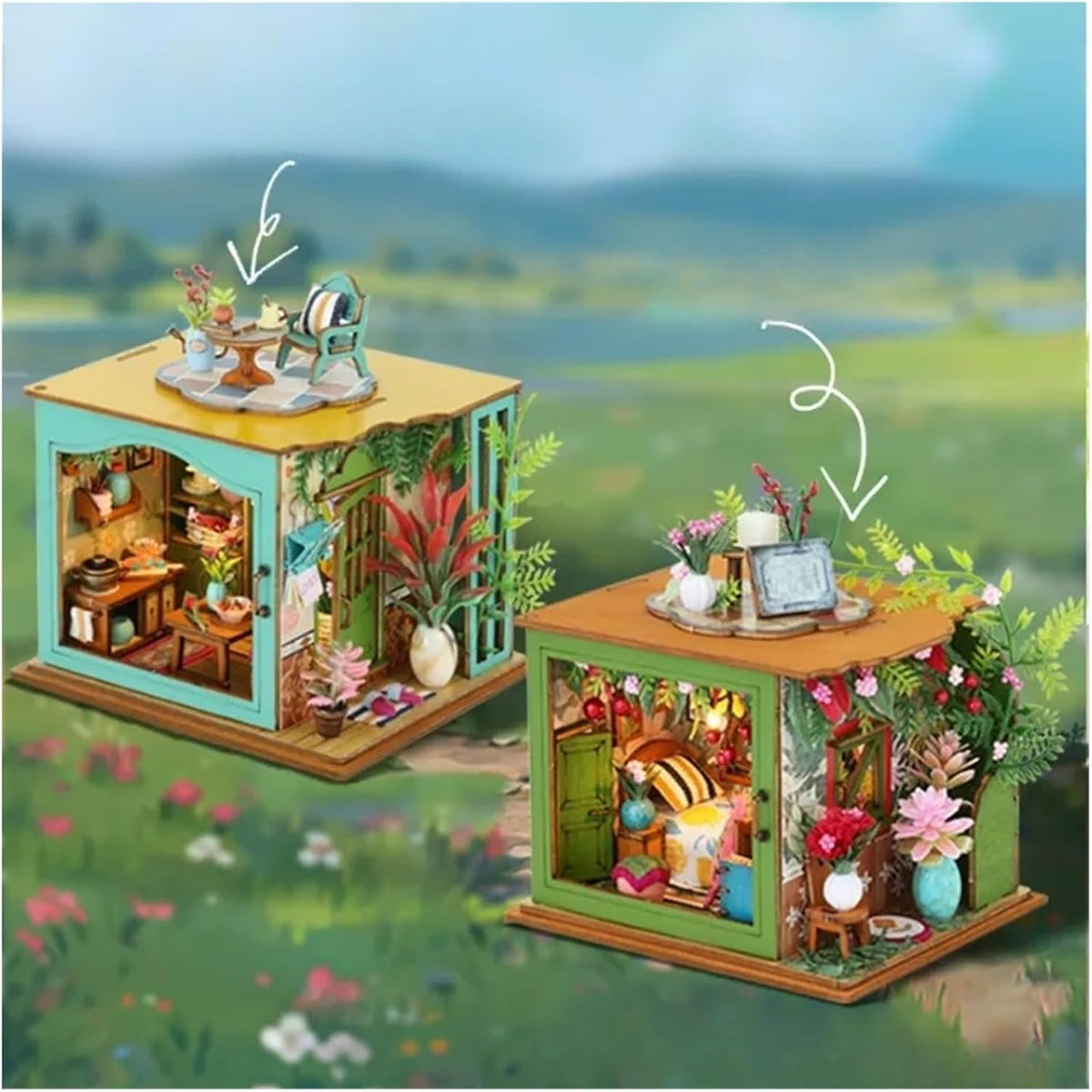 Compatible with Mini Tiny World Outdoor Cabin Hand Assembly Model House