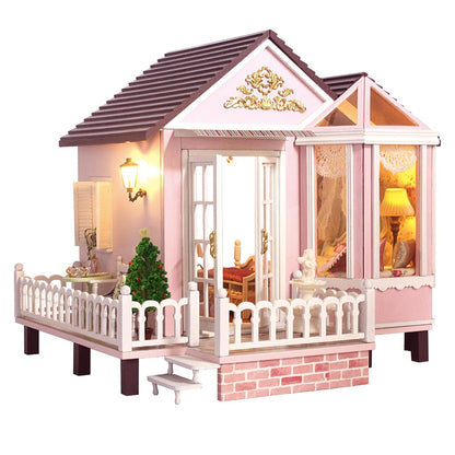 CUTEROOM DIY Miniature Wooden Caravan Dollhouse Kit with Furniture