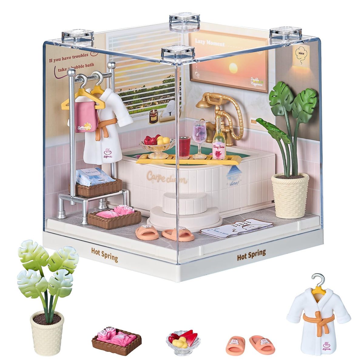 Miniature Living Room DIY Kit, 92Pcs 1:24 Scale Dollhouse with LED