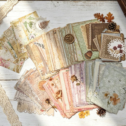315 Sheets Vintage Scrapbook Supplies Paper Pack with Floral PET Stickers