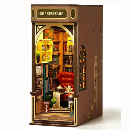 ROBOTIME DIY Book Nook Kit DIY Miniature Dollhouse Booknook Kit 3D Wooden Puzzle with LED Light,Decorative Bookend Bookshelf Insert Decor for Teens and Adults (Sakura Tram)