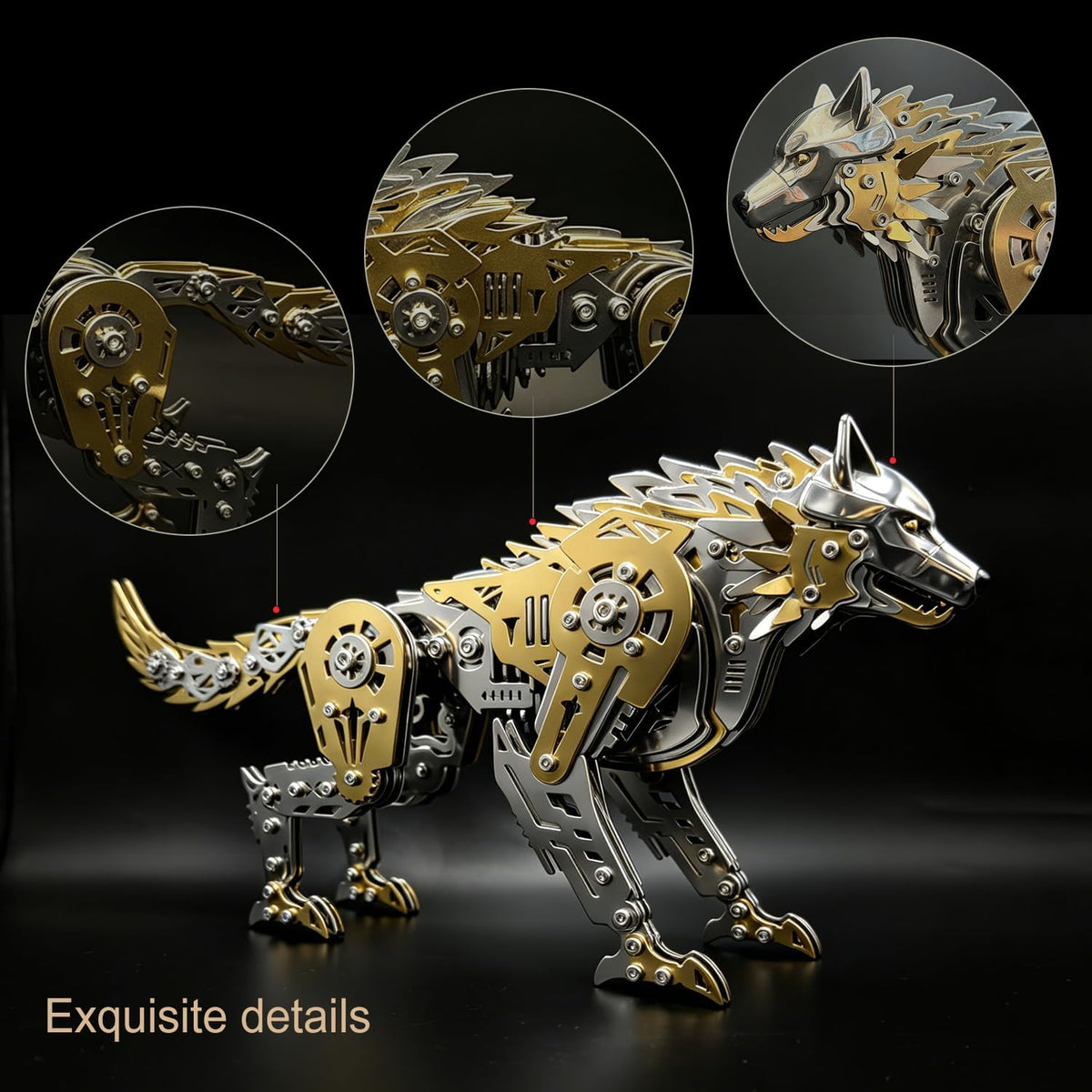 3D Metal Puzzle for Adults,Mechanical Animal Wolf Puzzle Building Set，3D Metal Model Kits, Brain Teaser Puzzles DIY Assembling for Stress Relief - A Collectible Gift for a man and boy