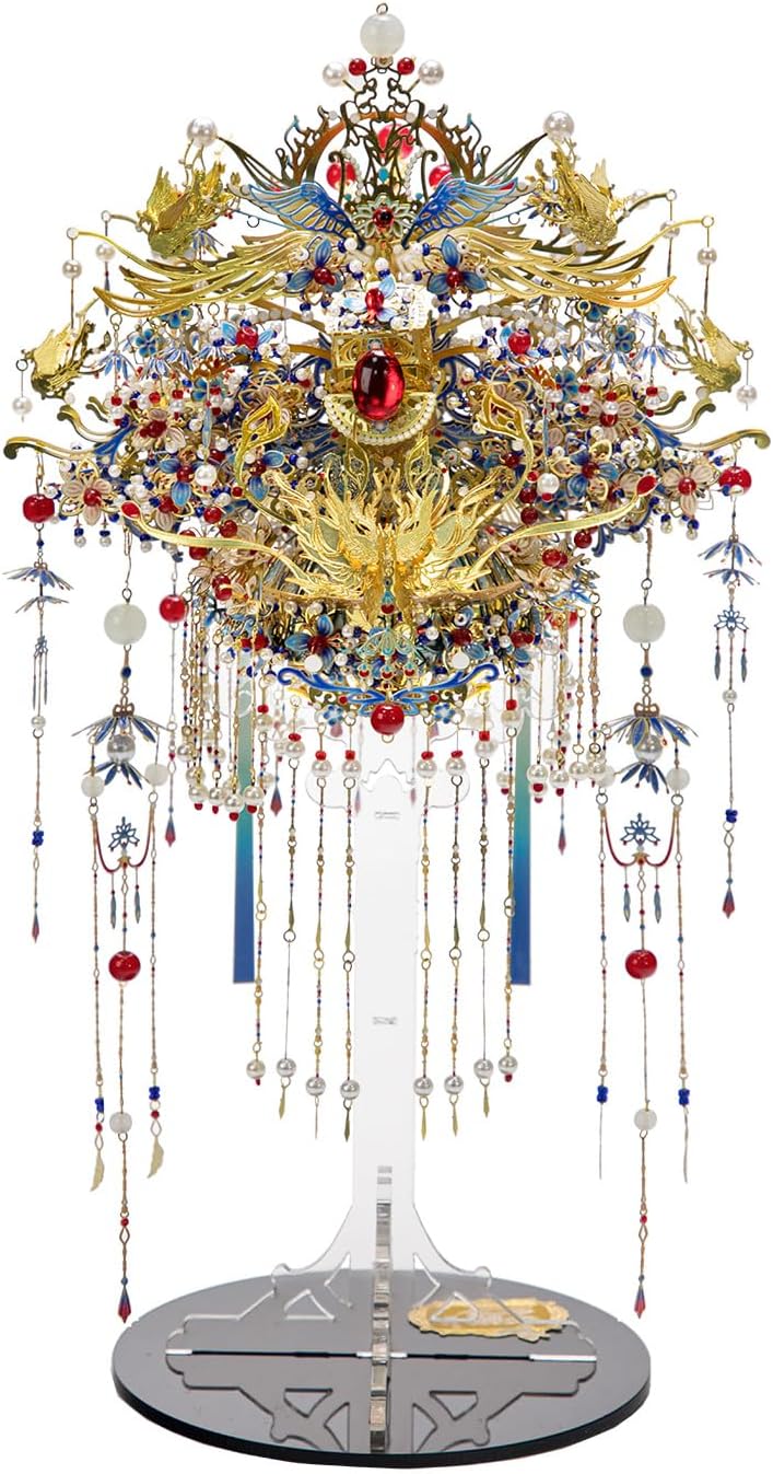 MU Phoenix Crown 3D Metal Puzzles, Chinese Ancient Gemmy Coronet Model Kits Building for Adult, Birthday Wedding Gift Home Decoration