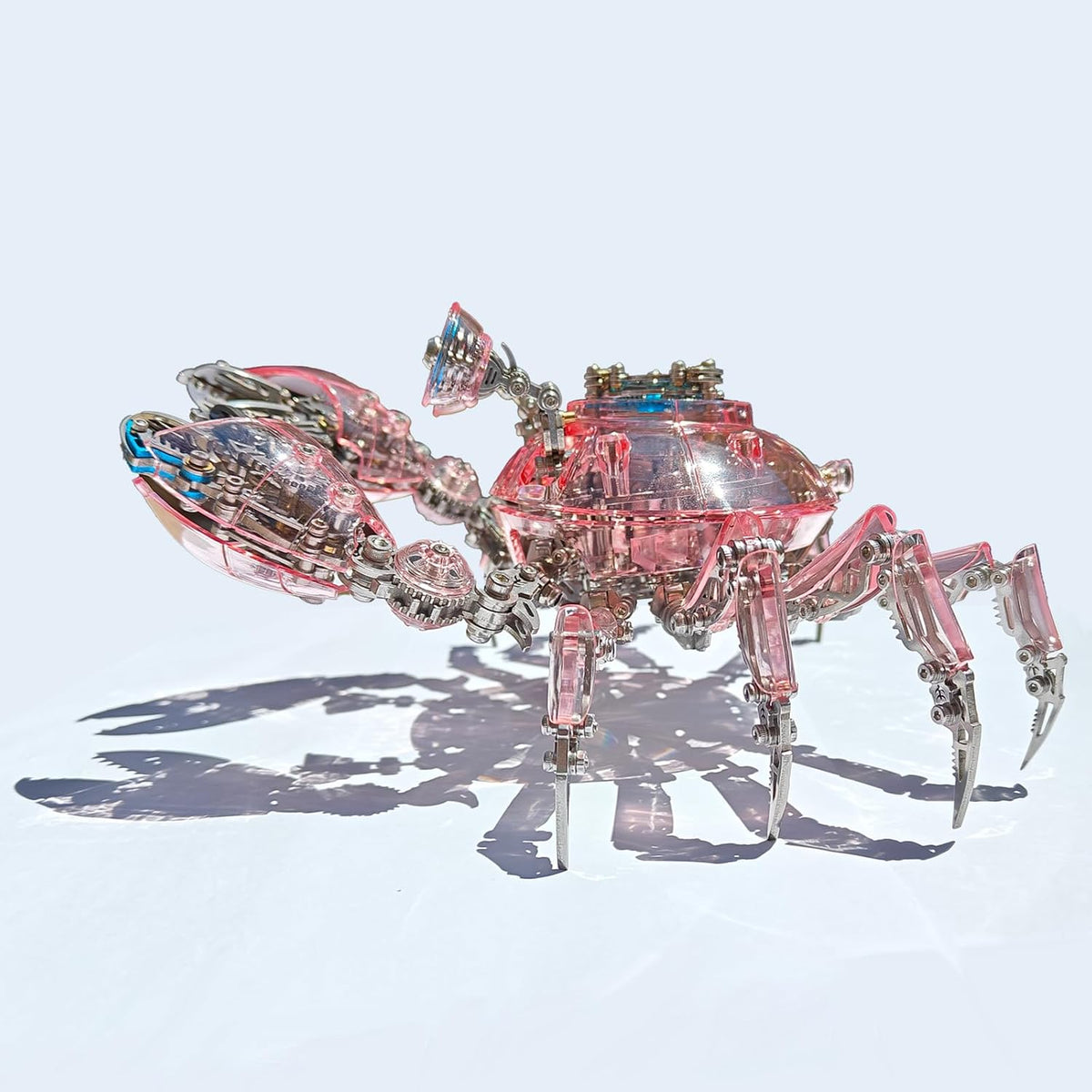 Mechanical Crab Model Kit | 3D Metal Puzzle for Adults | Articulated Alloy and Steel Construction | Movable Legs and Claws | DIY Assembly Model | LED Light Feature | Display Ornament and Gift (Pink)