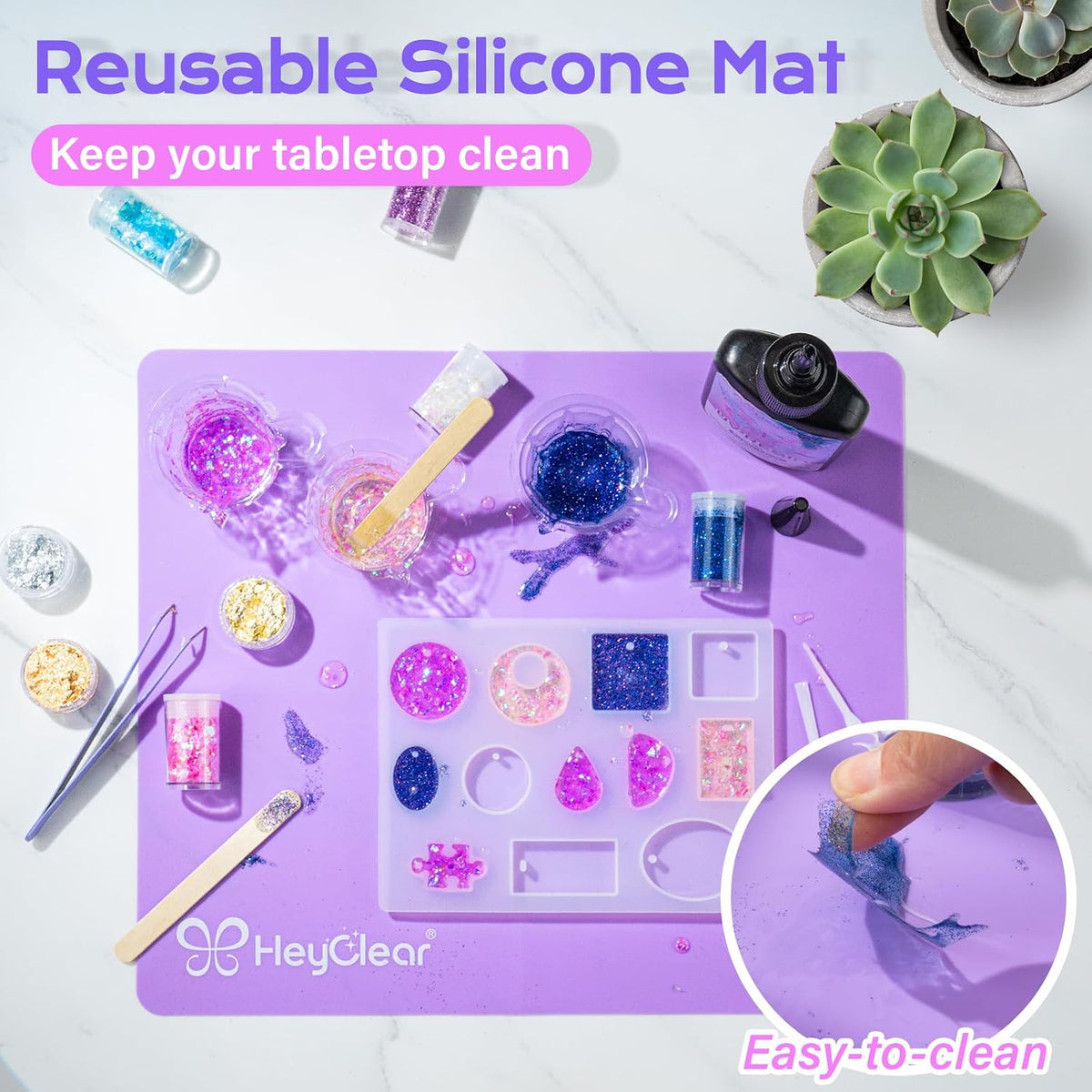 HeyClear 300g UV Resin Molds Kit with Light for Jewelry Making, Keychains