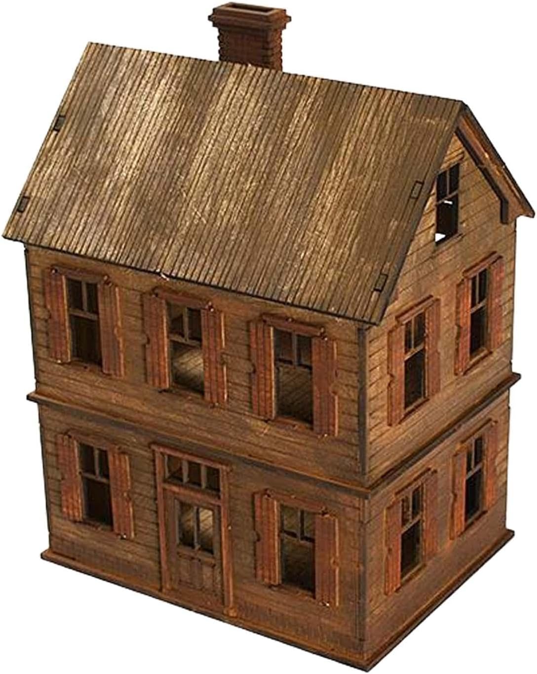 Wooden Model 2 Tier House DIY Crafts Landscape Building Materials DIY Assembly for Scene Layout Architecture Model Micro Landscape