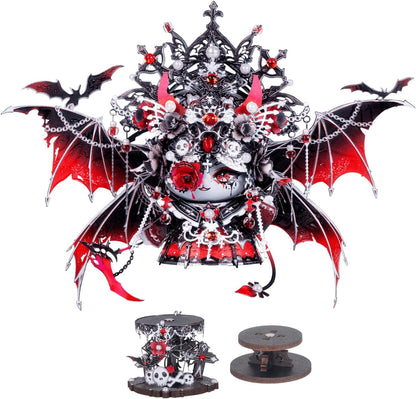 MU 3D Metal Puzzles for Adults Magnetic Interchangeable Cat Head Puzzle Vampire Dark Queen Kitty with 2 Base, Spooky Puzzle Metal Models Kits Building, DIY Sets Cat Lover Owner Gifts Collectibles