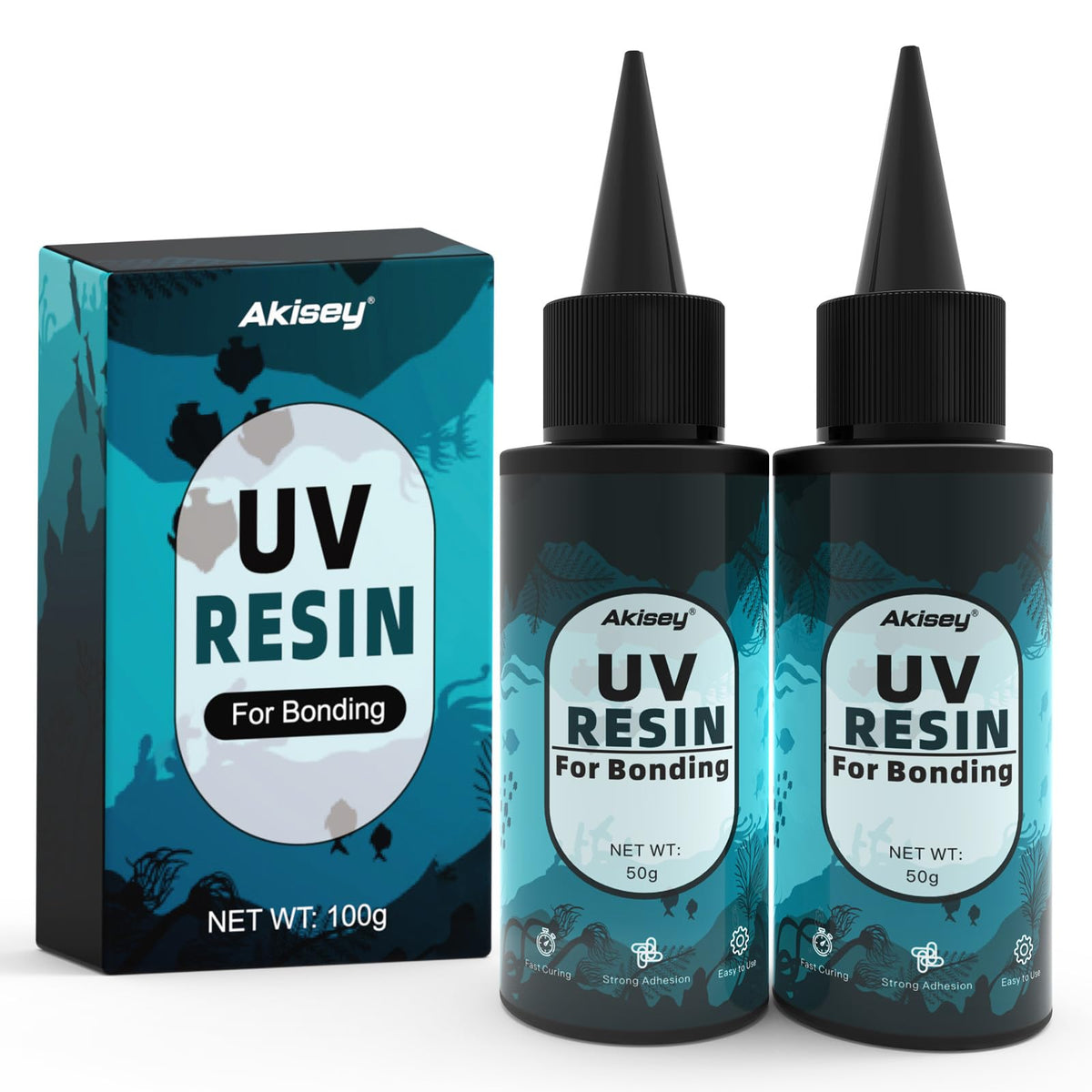 Akisey 50g UV Resin Kit with Light for Bonding & Fast Curing in Seconds