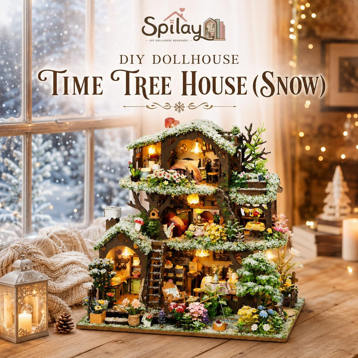 Spilay DIY Miniature House Kit for Adults, Tree Dollhouse Building Kit