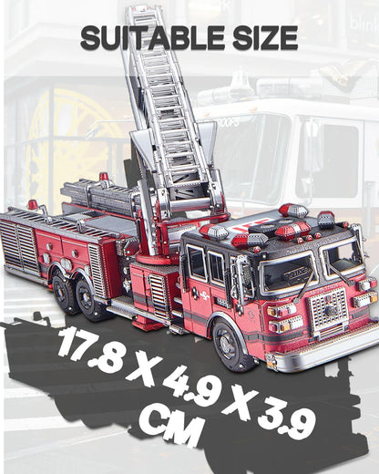 Piececool 3D Metal Puzzles for Adults, Ladder Truck Fire Engine Model Kits Building, Challenge to Assemble DIY Craft Kits, Best Birthday 354 Pcs