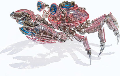 Mechanical Crab Model Kit | 3D Metal Puzzle for Adults | Articulated Alloy and Steel Construction | Movable Legs and Claws | DIY Assembly Model | LED Light Feature | Display Ornament and Gift (Pink)