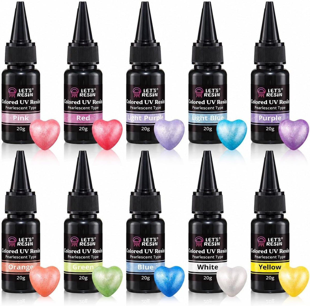 LET'S RESIN Pearlescent UV Resin, 10 Colors UV Resin Craft Kit
