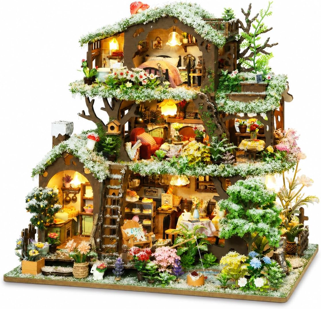 Spilay DIY Miniature House Kit for Adults, Tree Dollhouse Building Kit