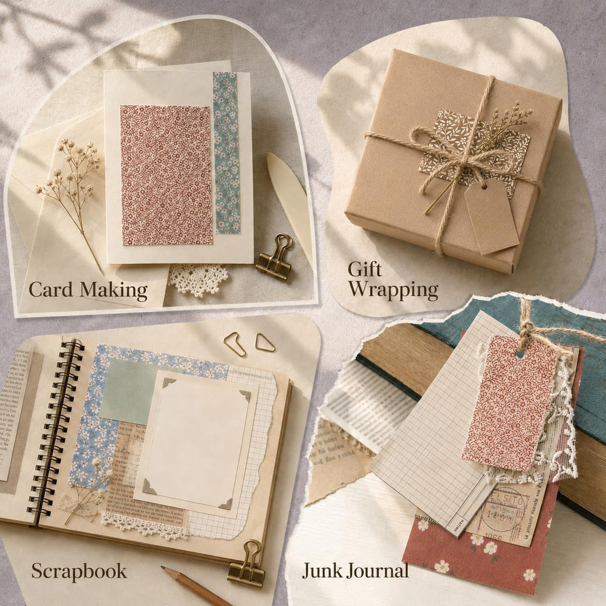 360 Sheets Vintage Scrapbook Paper, Junk Journal Supplies & Collage