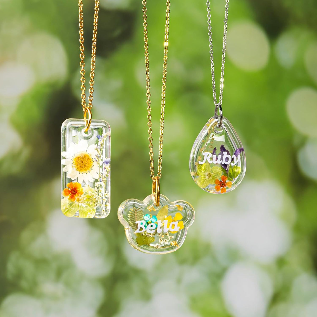 LET'S RESIN Keychain Resin Molds Silicone, 16 Cavity Pendant Casting Mold