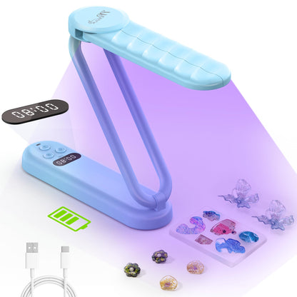 PPESULK 34 LEDs Cordless UV Light for Resin, Fast Curing Foldable UV Resin Lamp with LCD Timer Display, Rechargeable 3000mAh UV Lamp for Jewelry Making, Resin Molds & DIY Resin Crafts (Pink)