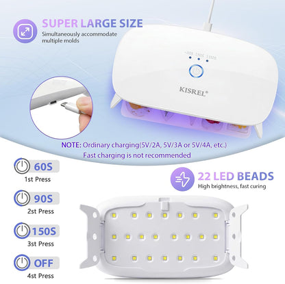 KISREL 200g UV Resin Kit with Light and Molds, Big 22 LED Beads Resin Kit
